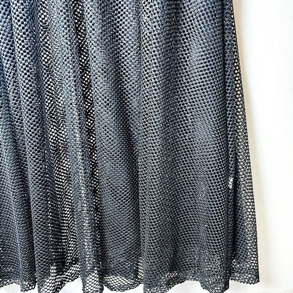 Posh Shoppe Sheer Feather Sleeve High Neck Full Mesh Black Dress,  1X, NWT - Picture 4 of 11